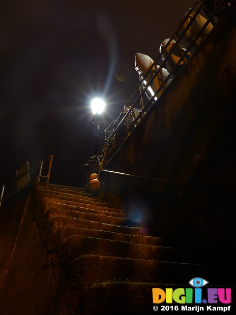 FZ026192 Steps and lobster pods in street lamp